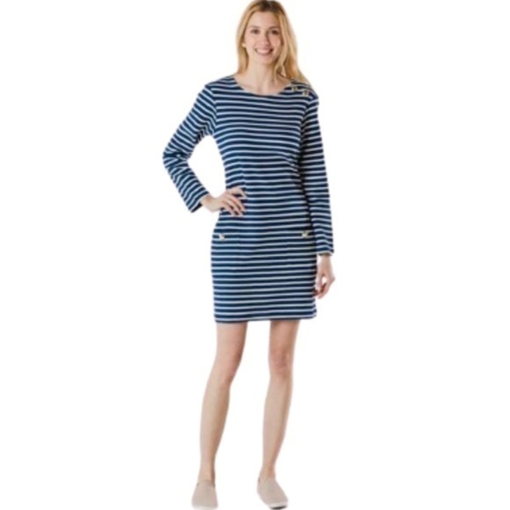 Sail to Sable navy striped midi dress NWT size S